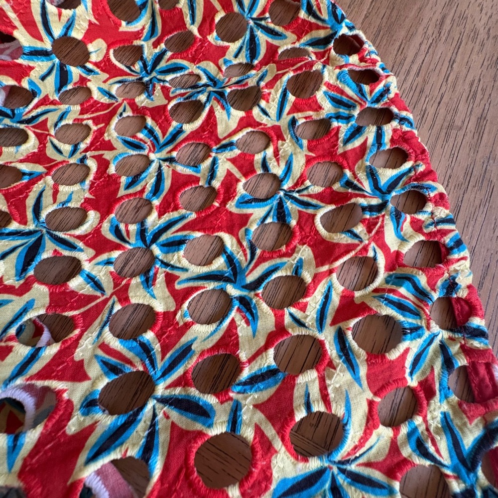 $268 NWOT Solid & Striped Red Kennedy Floral Smocked Eyelet Cotton Midi Dress S - Picture 7 of 11